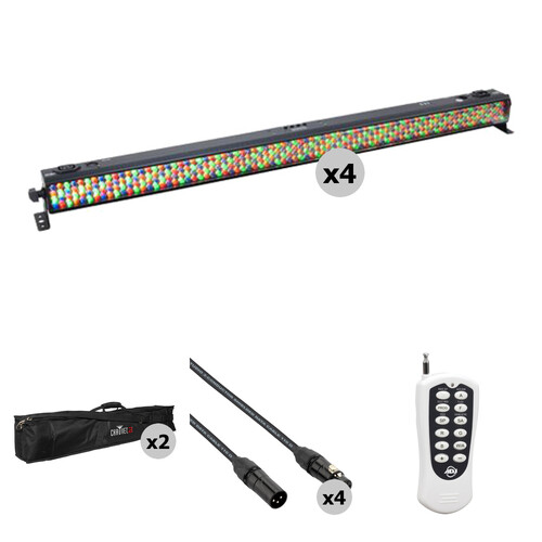 Eliminator Lighting Mega Bar RGBA EP Linear Bar Light Kit with Bags, Cables, and Remote (4-Pack)