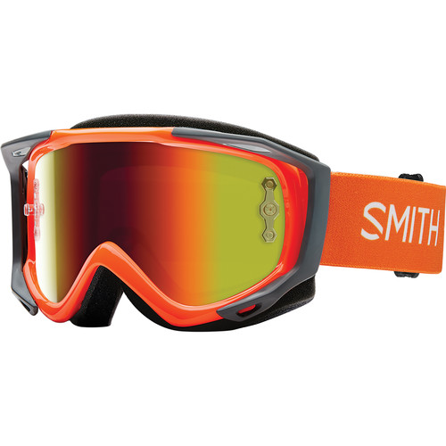 Smith Optics Medium-Fit Fuel V.2 Sweat XM Off Road Goggles (Orange Frame, Red Mirror Lens)